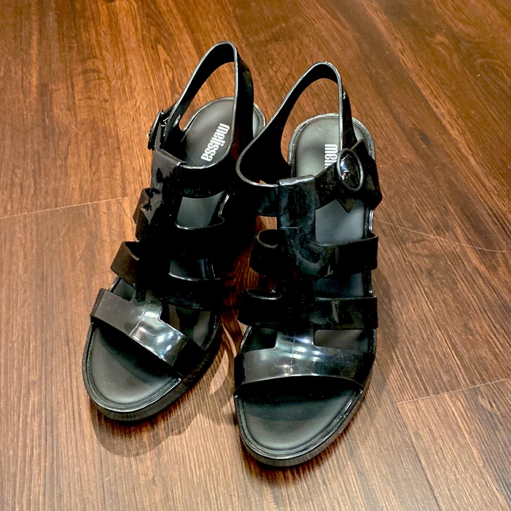 Melissa black pvc wedge sandals